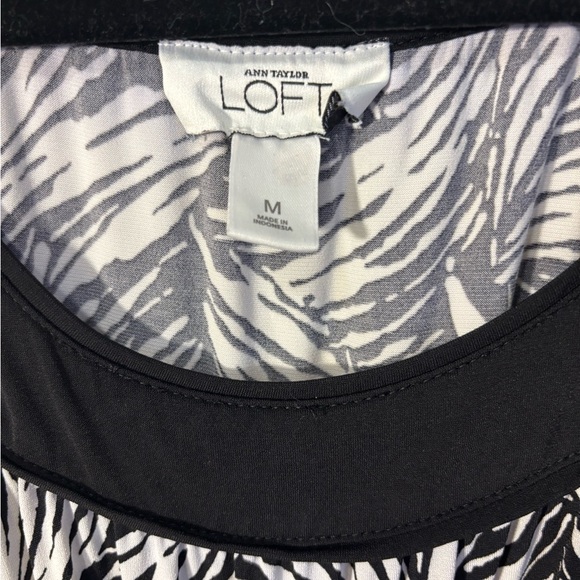 LOFT Black and White Patterned Mini Dress - Picture 2 of 7